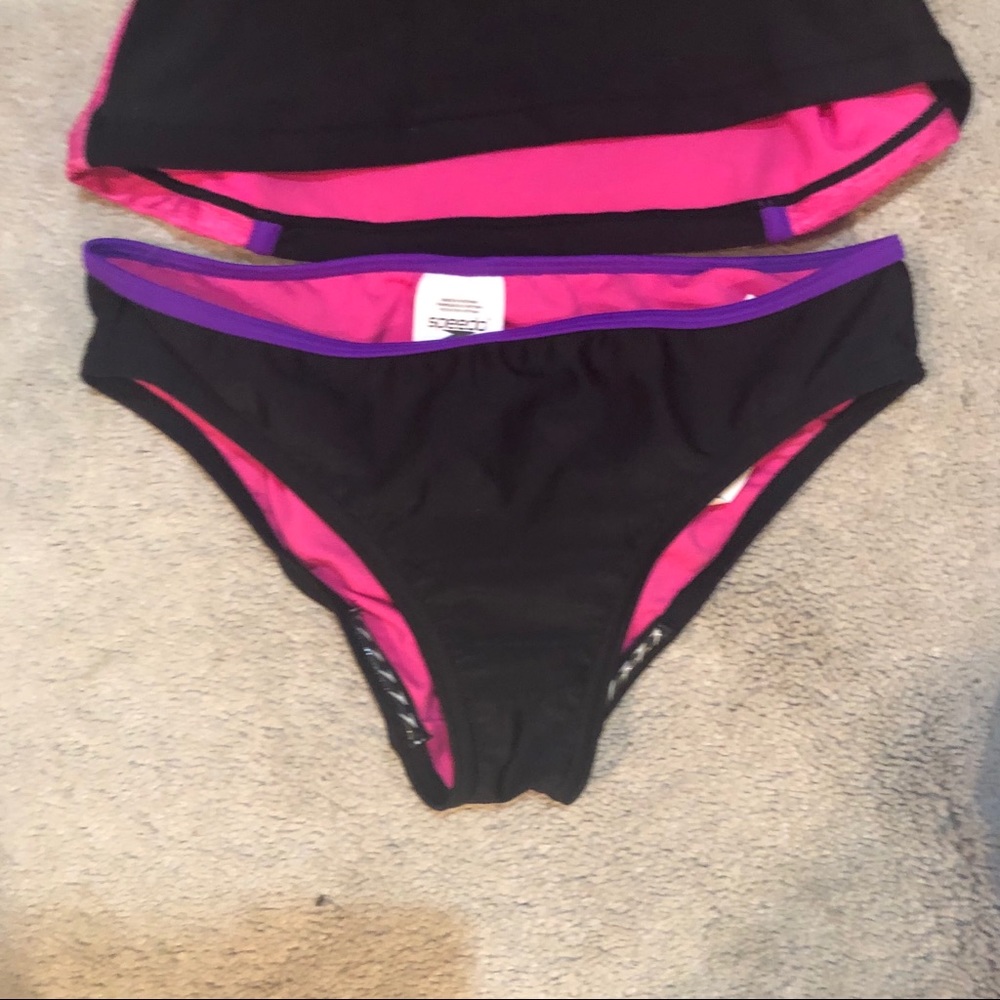 SPEEDO Girls Heather Splice Tankini Two Piece - Picture 4 of 8